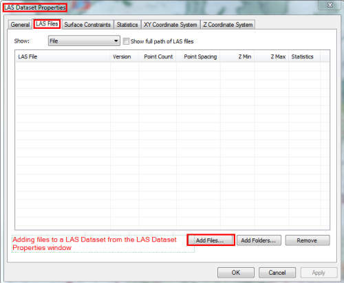 LAS Dataset add files